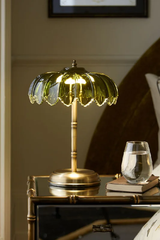 wooden table lamps with natural grain for a warm and organic feelGold & Green Desert Table Lamp