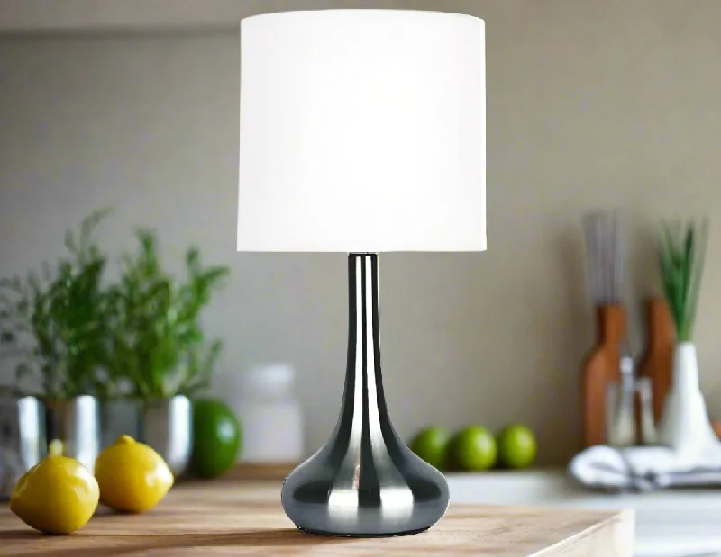 bohemian table lamps with colorful patterns for eclectic bedroomsLola Touch Lamp Brushed Chrome