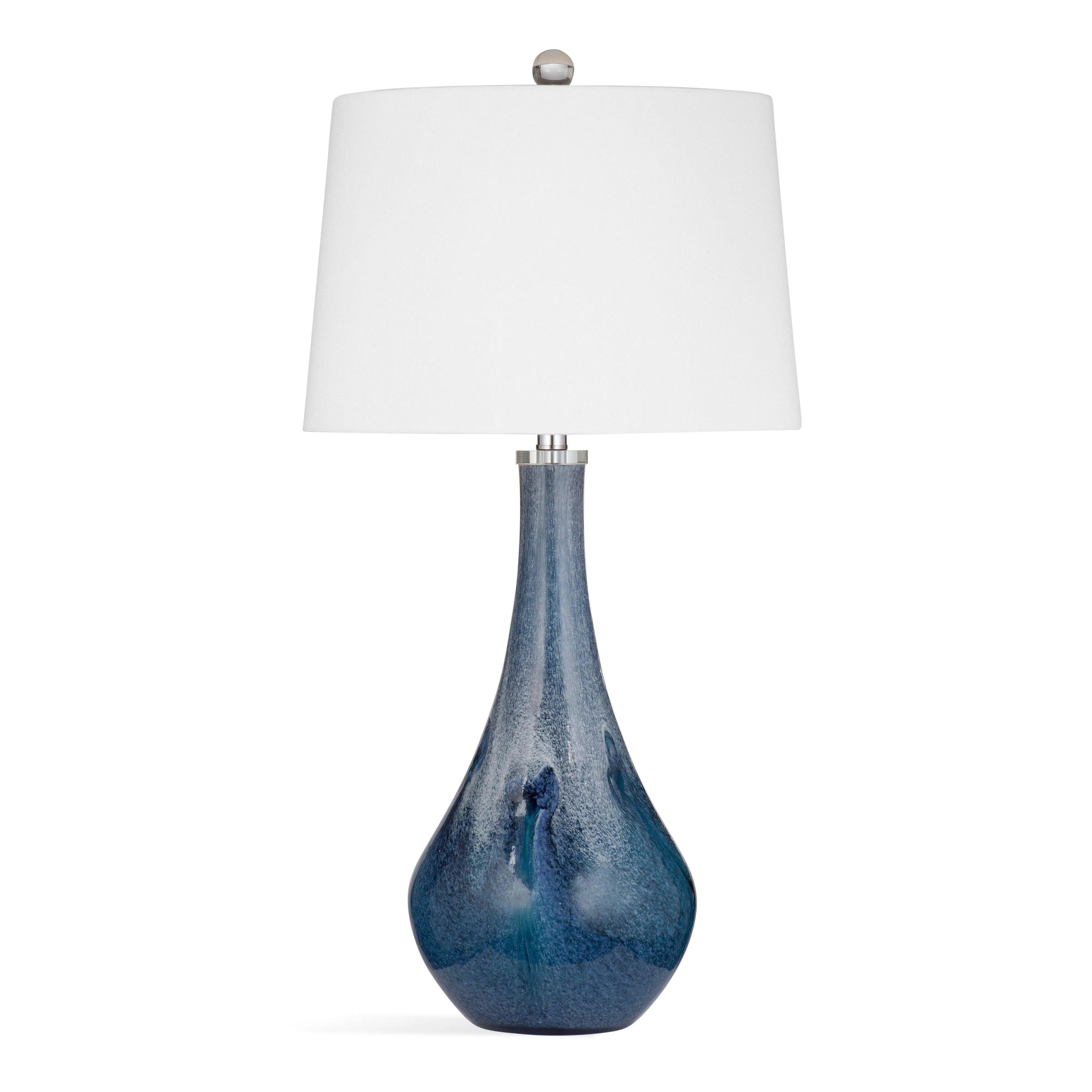 industrial style table lamps with exposed bulbs for loft apartmentsNanda Glass and fabric Blue Table Lamp