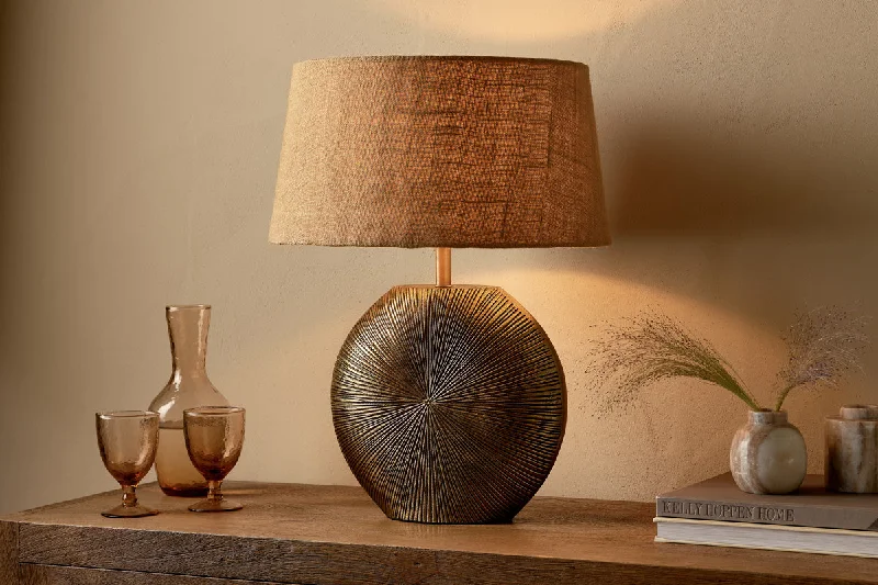 Tropical - Themed Ceiling Lights with Palm - Leaf Shapes and Rattan WrapsTropical - Themed Ceiling Lights with Palm - Leaf Shapes and Rattan WrapsRamvas Etched Table Lamp - Antique Brass