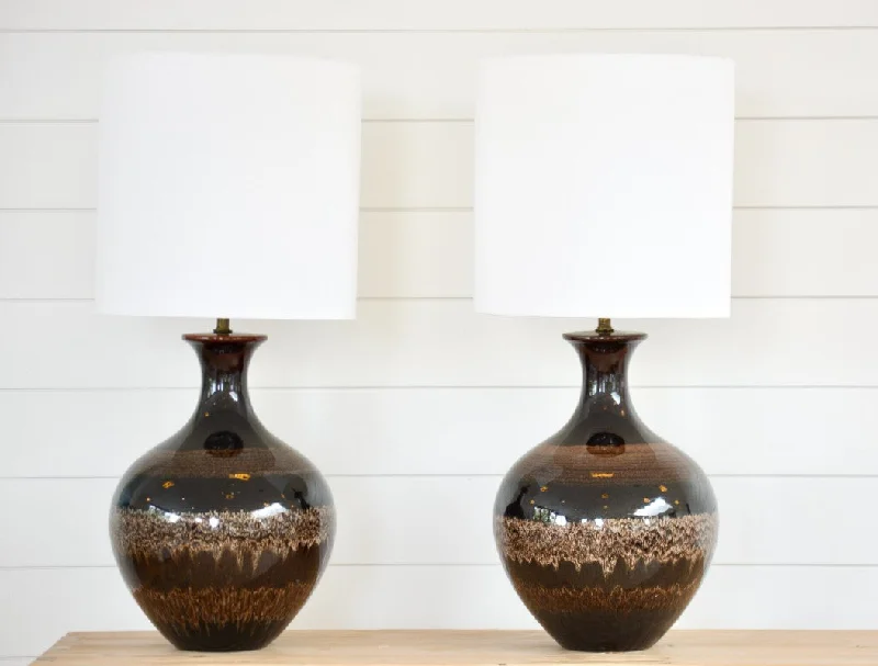 wooden table lamps with natural grain for a warm and organic feelvintage pair of ceramic table lamps